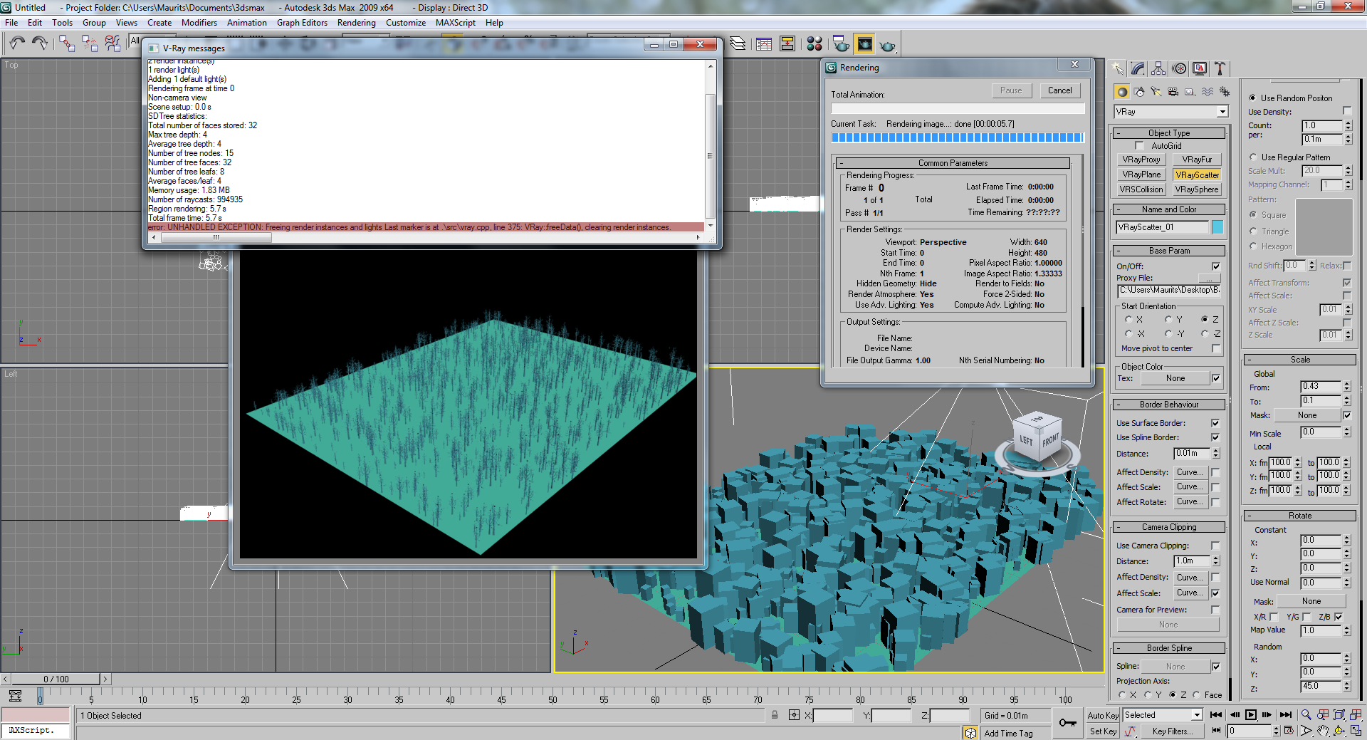 Screenshot Vray Scatter error